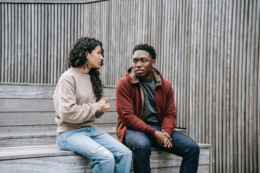 A couple talking